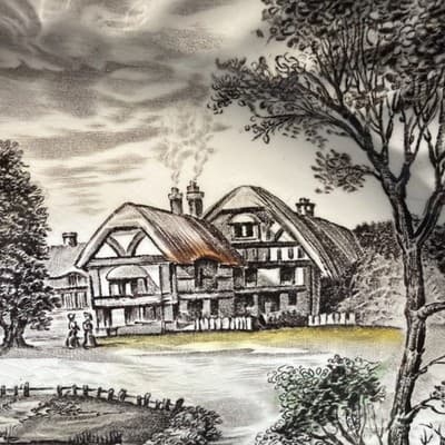 Vintage Staffordshire Yorkshire Ironstone Etched Farm Scene Serving Tray Platter - Thumbnail 6