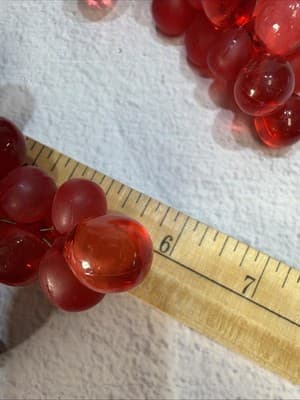 Vintage Set Of 2 Small MCM Ruby Red Lucite Acrylic Grapes Cluster Set Velvet - Thumbnail 13