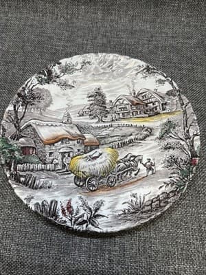 Staffordshire Yorkshire Ironstone Bread Salad Plates Set Of 5 Hand Engraved - Thumbnail 14