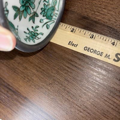 Japanese Porcelain Ware Pewter Encased Bowl Hong Kong ACE Green Gold Grasshopper - Thumbnail 8