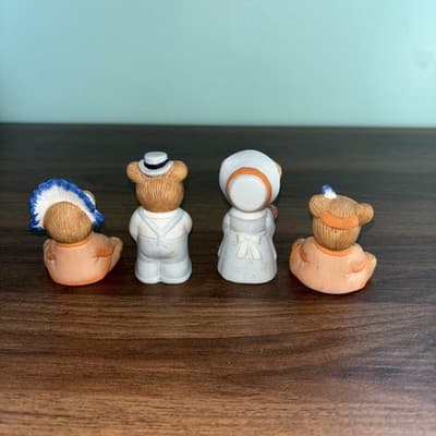 Collectible Thanksgiving Bears By Homco Set Of 4 #5312 Pilgrims And Indians NOS - Thumbnail 4