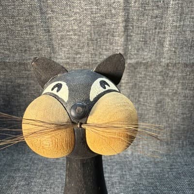 Laurids Lonborg Denmark Wooden MOUSE CAT Figurine Vintage MCM Carved Teak Danish - Thumbnail 3