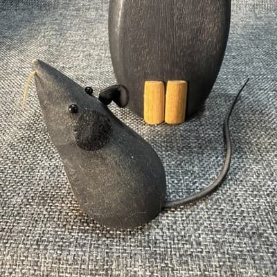 Laurids Lonborg Denmark Wooden MOUSE CAT Figurine Vintage MCM Carved Teak Danish - Thumbnail 4