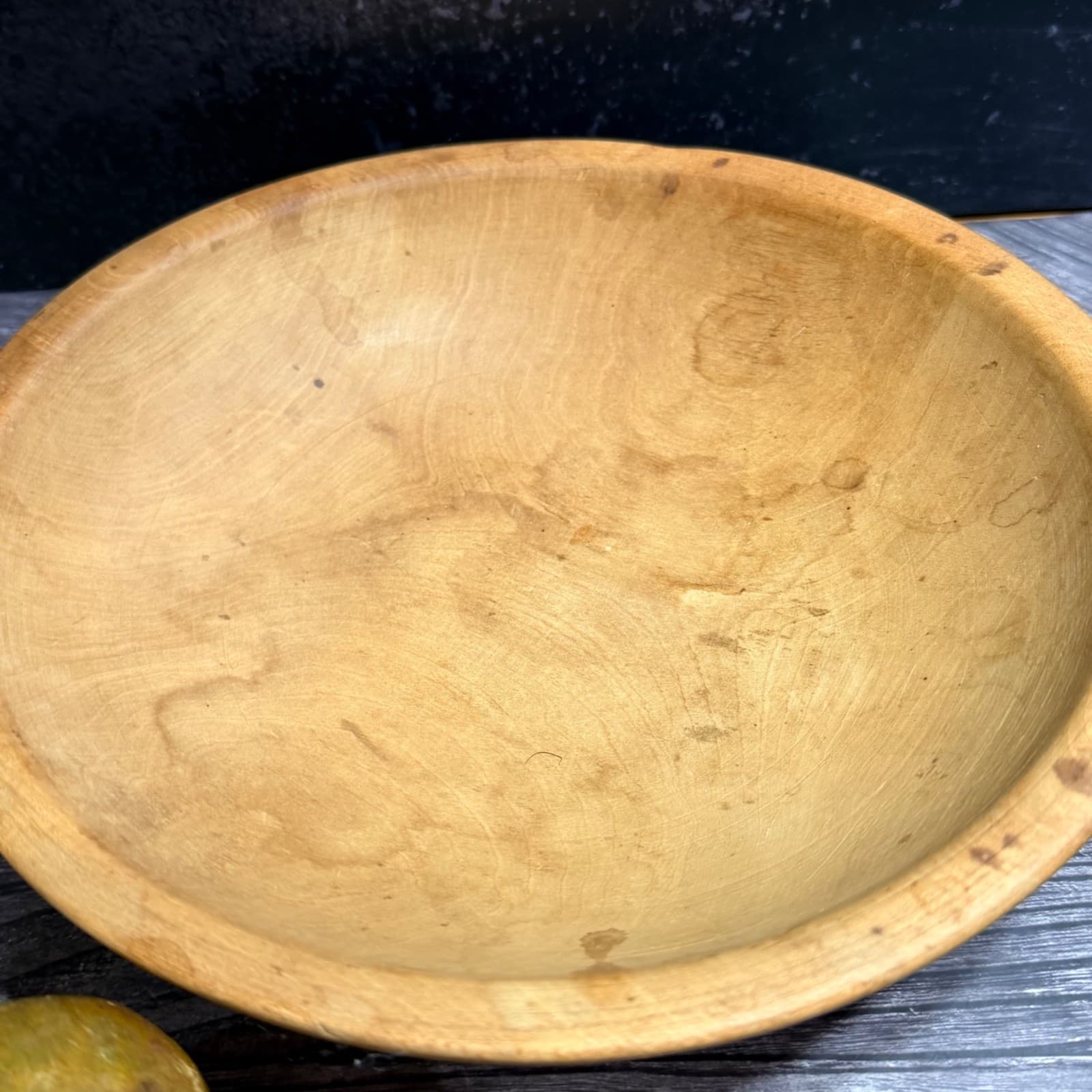 Antique Hand Carved Wooden Bowl & Fruit Set - Vintage Decorative Display Piece - Thumbnail 11