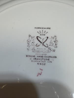 Staffordshire Yorkshire Ironstone Bread Salad Plates Set Of 5 Hand Engraved - Thumbnail 9