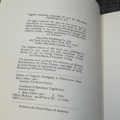 Spandau: The Secret Diaries by Albert Speer 1976 Hardcover - Thumbnail 12