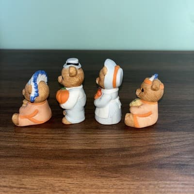 Collectible Thanksgiving Bears By Homco Set Of 4 #5312 Pilgrims And Indians NOS - Thumbnail 5