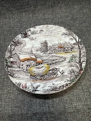 Staffordshire Yorkshire Ironstone Bread Salad Plates Set Of 5 Hand Engraved - Thumbnail 12