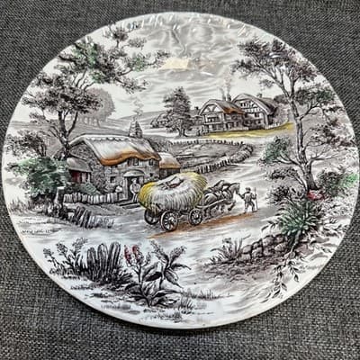 3 Vintage Staffordshire Yorkshire Ironstone 9 3/4” Dinner Plates 4405 Colors - Thumbnail 9