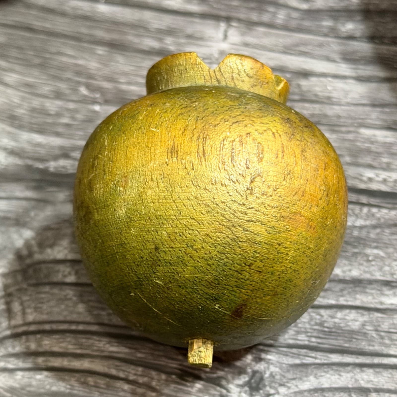 Antique Hand Carved Wooden Bowl & Fruit Set - Vintage Decorative Display Piece - Thumbnail 9