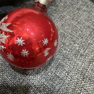 Vintage Bells Flowers Mercury Glass Christmas Ornaments Stencil Glitter Lot 5 - Thumbnail 4
