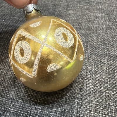 Vintage Bells Flowers Mercury Glass Christmas Ornaments Stencil Glitter Lot 5 - Thumbnail 9