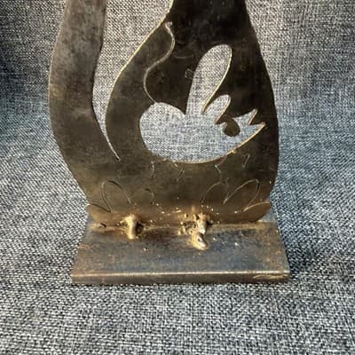 Vintage Iron Cat w Mouse 1990’s Artist Chris Seeman Atomic Style Handcrafted 18” - Thumbnail 7