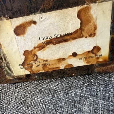 Vintage Iron Cat w Mouse 1990’s Artist Chris Seeman Atomic Style Handcrafted 18” - Thumbnail 10