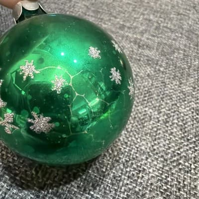 Vintage Bells Flowers Mercury Glass Christmas Ornaments Stencil Glitter Lot 5 - Thumbnail 14