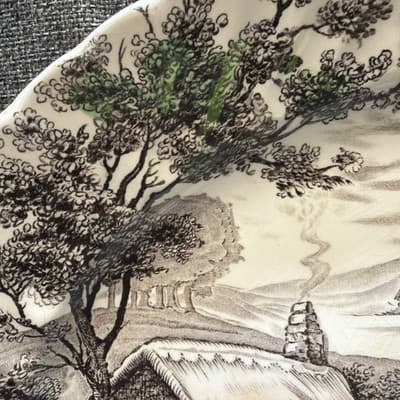Vintage Staffordshire Yorkshire Ironstone Etched Farm Scene Serving Tray Platter - Thumbnail 5