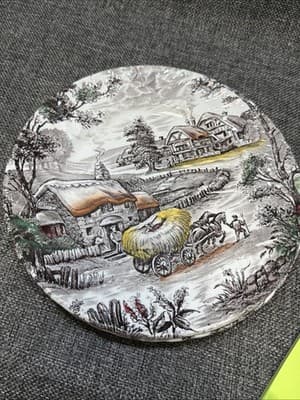 Staffordshire Yorkshire Ironstone Bread Salad Plates Set Of 5 Hand Engraved - Thumbnail 13