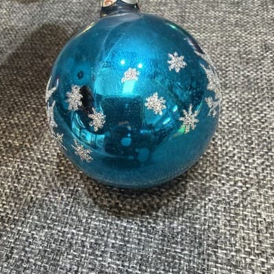 Vintage Bells Flowers Mercury Glass Christmas Ornaments Stencil Glitter Lot 5 - Thumbnail 8