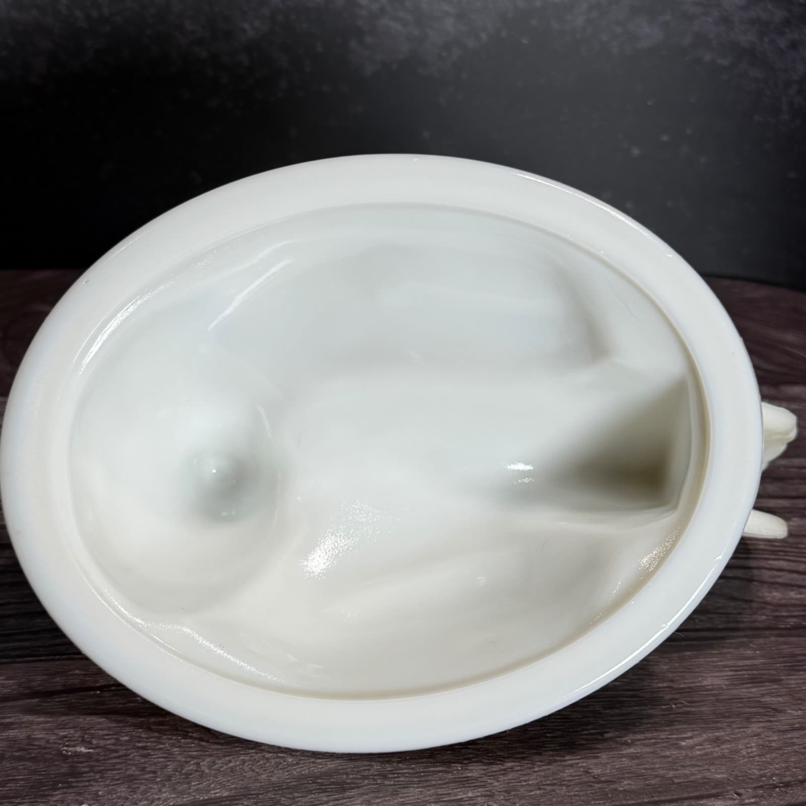 Milk Glass Hen On Nest Westmoreland Covered Dish Vintage White Red HON - Thumbnail 8