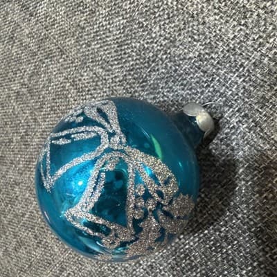 Vintage Bells Flowers Mercury Glass Christmas Ornaments Stencil Glitter Lot 5 - Thumbnail 7