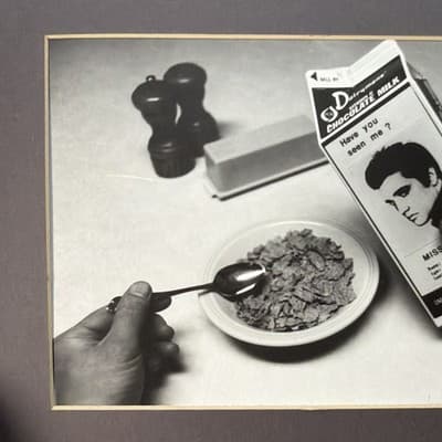R. Gallup Signed Matted Photo Print Elvis Presley on Milk Carton Vintage Art - Thumbnail 8