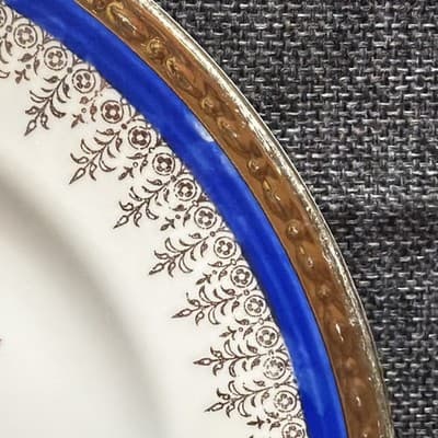 Vintage Homer Laughlin Eggshell Georgian Dinner Plate 1949 Cobalt Gold Floral - Thumbnail 2