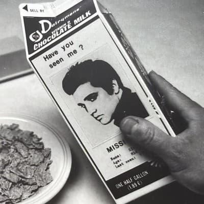 R. Gallup Signed Matted Photo Print Elvis Presley on Milk Carton Vintage Art - Thumbnail 3