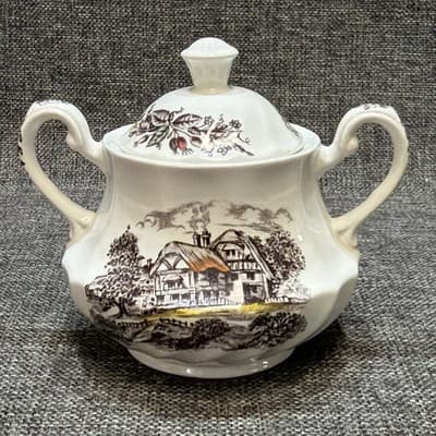 Vintage STAFFORDSHIRE Ironstone YORKSHIRE Creamer & Sugar Dish w/Lid - Thumbnail 10