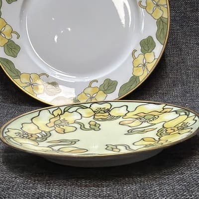 Coordinating Antique Thomas Sevres Bavaria Hand-Painted Art Nouveau Yellow Poppy - Thumbnail 7