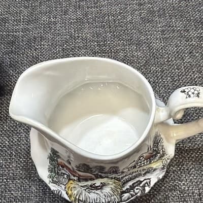 Vintage STAFFORDSHIRE Ironstone YORKSHIRE Creamer & Sugar Dish w/Lid - Thumbnail 5