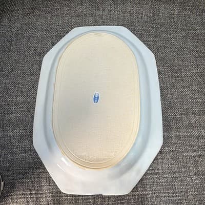Vintage Japanese Mino Ware Ensho Kiln Ceramic Platter Pair 10” Kato Shozan Blue - Thumbnail 15
