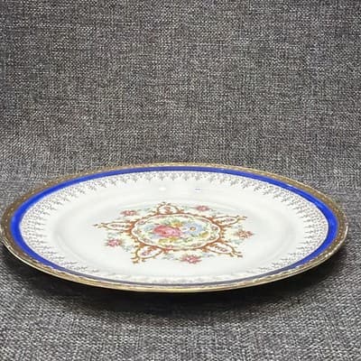 Vintage Homer Laughlin Eggshell Georgian Dinner Plate 1949 Cobalt Gold Floral - Thumbnail 6