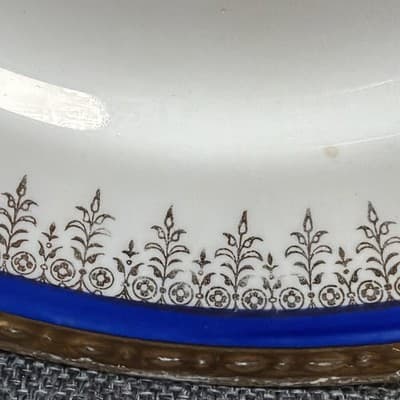 Vintage Homer Laughlin Eggshell Georgian Dinner Plate 1949 Cobalt Gold Floral - Thumbnail 4