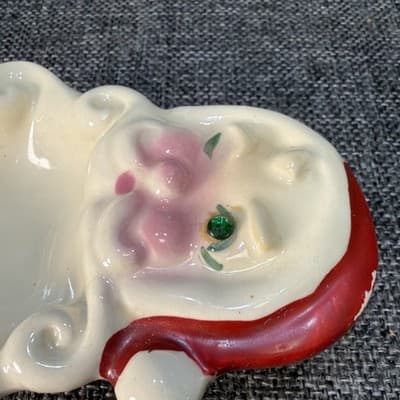 Vintage Winking Santa Trinket Dish Ashtray Christmas 1950's MCM Rhinestones - Thumbnail 6