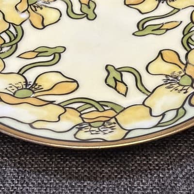 Coordinating Antique Thomas Sevres Bavaria Hand-Painted Art Nouveau Yellow Poppy - Thumbnail 6