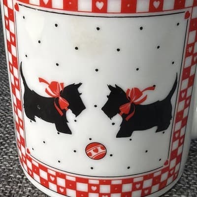 Vintage Papel Coffee Tea Mug Scotty Dog Mom Rescue Pets with Lid Red Hearts - Thumbnail 7
