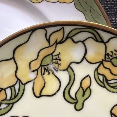 Coordinating Antique Thomas Sevres Bavaria Hand-Painted Art Nouveau Yellow Poppy - Thumbnail 3