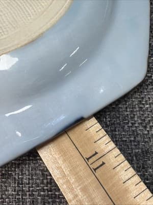 Vintage Japanese Mino Ware Ensho Kiln Ceramic Platter Pair 10” Kato Shozan Blue - Thumbnail 18