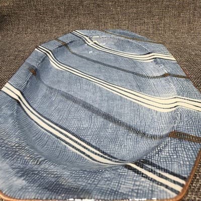 Vintage Japanese Mino Ware Ensho Kiln Ceramic Platter Pair 10” Kato Shozan Blue - Thumbnail 12