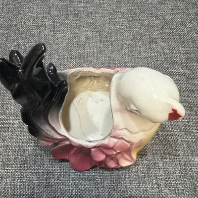 Vintage Royal Copley Rooster Hen Nesting Planter/Vase Tilted Head Multicolor - Thumbnail 2