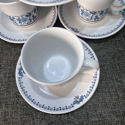 Vintage Noritake Progression China Blue Moon #9022 4 Cups & 4 Saucers Flowers - Thumbnail 3