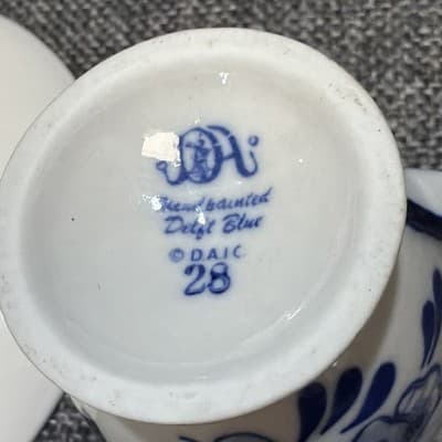 Vtg Delft Blue Hand Painted Windmill Floral Demitasse Coffee Tea Cup Saucer Sm. - Thumbnail 8