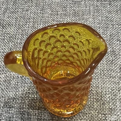 Vtg Kanawha Glass Amberina Hobnail 3 3/4” Glass Mini Footed Pitcher Creamer - Thumbnail 3