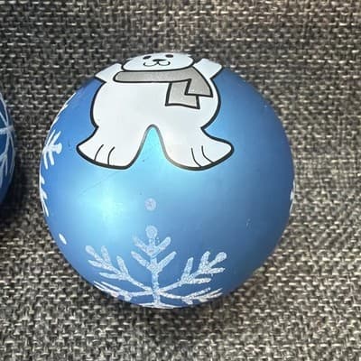 Christmas Krebs Polar Bears Scarf Glass Ornaments Glitter Blue/White Snowflakes - Thumbnail 4