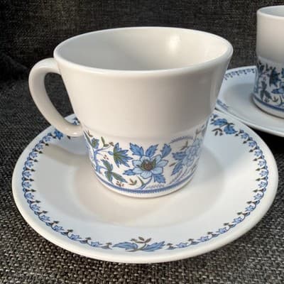 Vintage Noritake Progression China Blue Moon #9022 4 Cups & 4 Saucers Flowers - Thumbnail 6