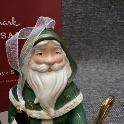 Hallmark Festive Santa Porcelain Christmas Ornament Edythe Kegrize Old World - Thumbnail 3