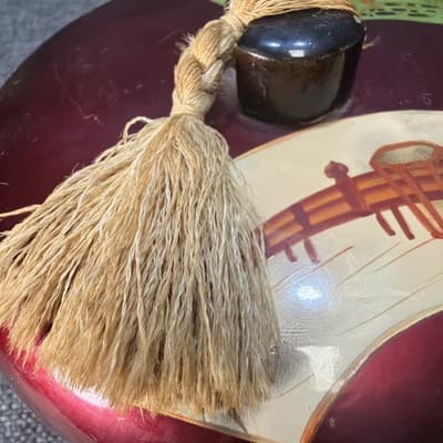 Vintage Japanese Lacquerware Tea Caddy Lidded Storage Jar Red Tassel Japan - Thumbnail 16