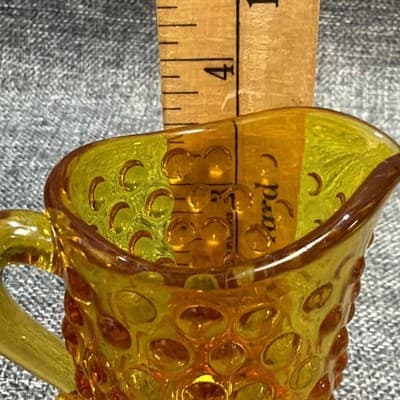 Vtg Kanawha Glass Amberina Hobnail 3 3/4” Glass Mini Footed Pitcher Creamer - Thumbnail 9