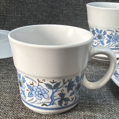 Vintage Noritake Progression China Blue Moon #9022 4 Cups & 4 Saucers Flowers - Thumbnail 13
