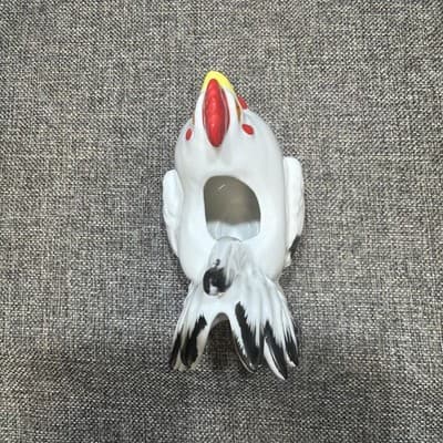 Taitu Chicken Rooster Porcelain Creamer White Red Black Trim Japan Farmhouse - Thumbnail 6